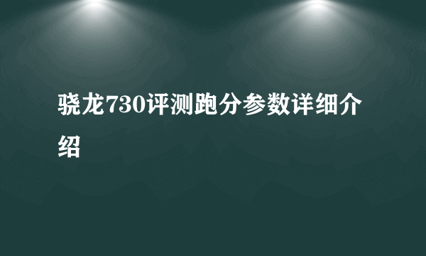 骁龙730评测跑分参数详细介绍