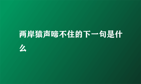 两岸猿声啼不住的下一句是什么