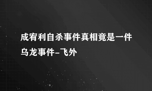 成宥利自杀事件真相竟是一件乌龙事件-飞外