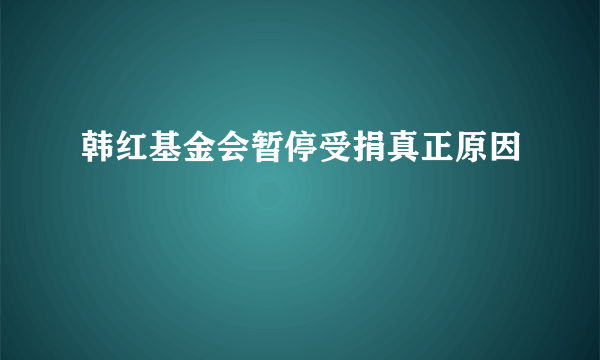 韩红基金会暂停受捐真正原因