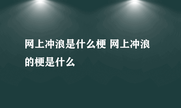 网上冲浪是什么梗 网上冲浪的梗是什么