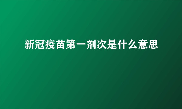 新冠疫苗第一剂次是什么意思