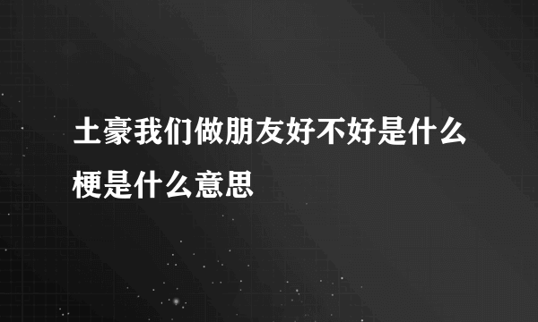 土豪我们做朋友好不好是什么梗是什么意思