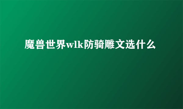 魔兽世界wlk防骑雕文选什么