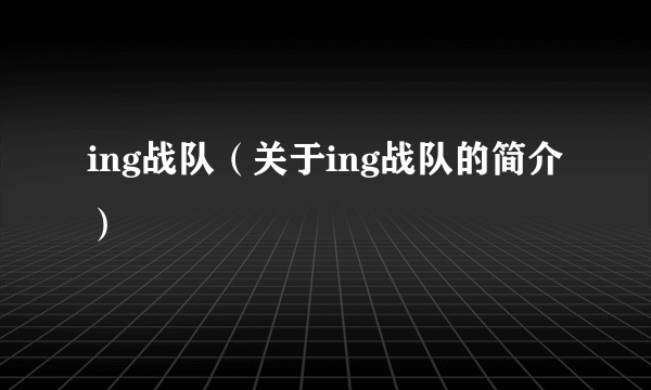 ing战队（关于ing战队的简介）