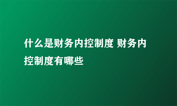 什么是财务内控制度 财务内控制度有哪些