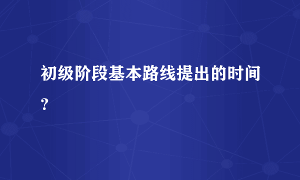 初级阶段基本路线提出的时间？