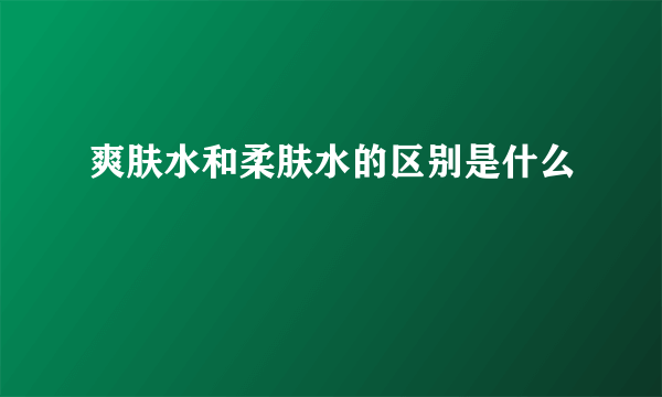 爽肤水和柔肤水的区别是什么