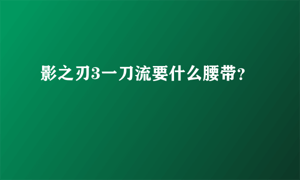 影之刃3一刀流要什么腰带？