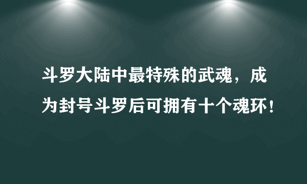 斗罗大陆中最特殊的武魂，成为封号斗罗后可拥有十个魂环！