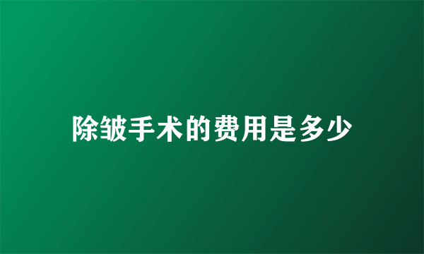 除皱手术的费用是多少