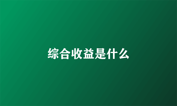 综合收益是什么