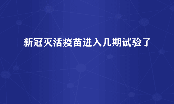 新冠灭活疫苗进入几期试验了