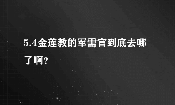 5.4金莲教的军需官到底去哪了啊？