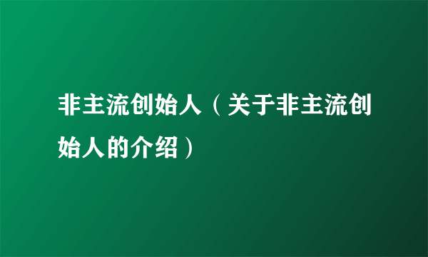 非主流创始人（关于非主流创始人的介绍）