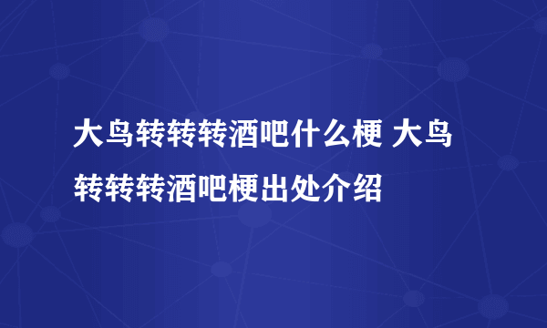 大鸟转转转酒吧什么梗 大鸟转转转酒吧梗出处介绍