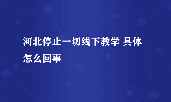 河北停止一切线下教学 具体怎么回事