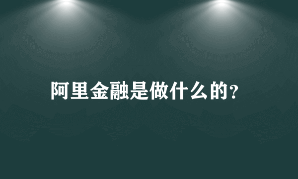 阿里金融是做什么的？