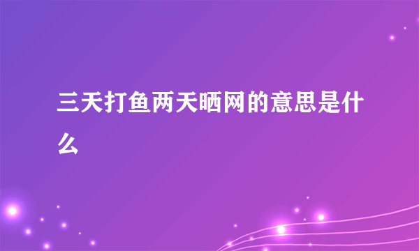 三天打鱼两天晒网的意思是什么