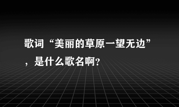 歌词“美丽的草原一望无边”，是什么歌名啊？