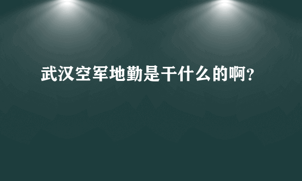 武汉空军地勤是干什么的啊？