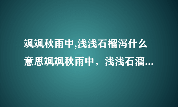 飒飒秋雨中,浅浅石榴泻什么意思飒飒秋雨中，浅浅石溜泻的意思是什么