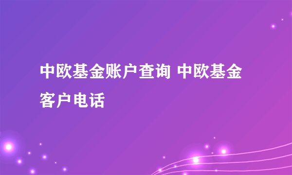 中欧基金账户查询 中欧基金客户电话