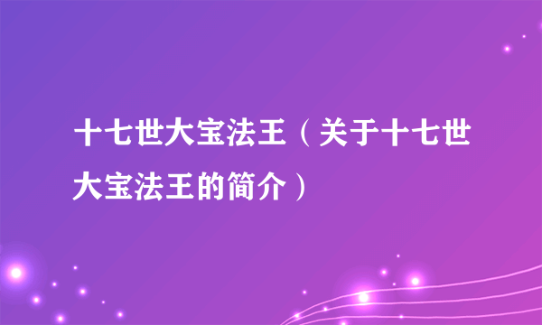 十七世大宝法王（关于十七世大宝法王的简介）