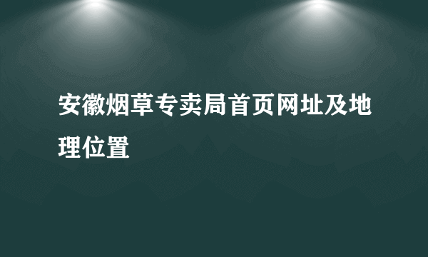 安徽烟草专卖局首页网址及地理位置