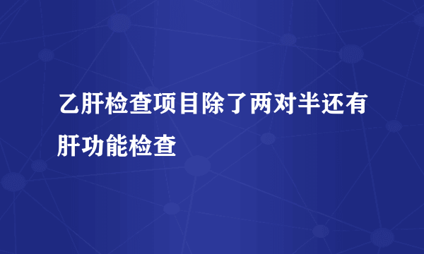 乙肝检查项目除了两对半还有肝功能检查