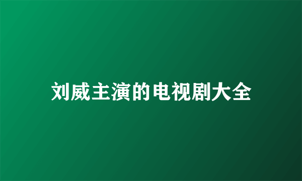 刘威主演的电视剧大全