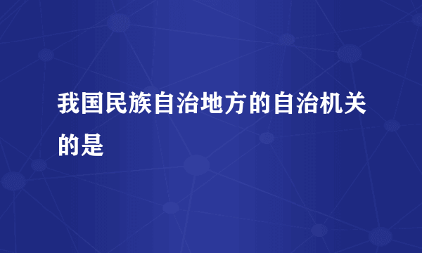 我国民族自治地方的自治机关的是