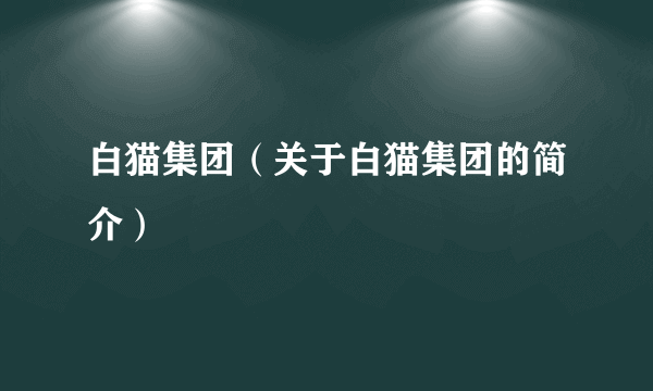 白猫集团（关于白猫集团的简介）