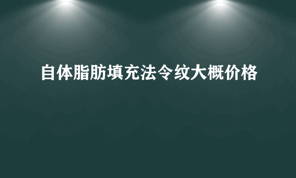 自体脂肪填充法令纹大概价格