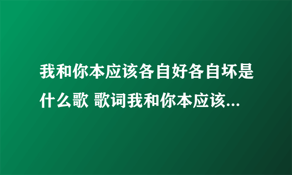 我和你本应该各自好各自坏是什么歌 歌词我和你本应该各自好各自坏是哪首歌