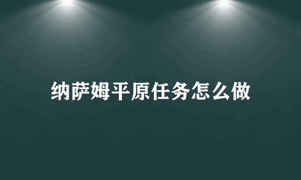 纳萨姆平原任务怎么做