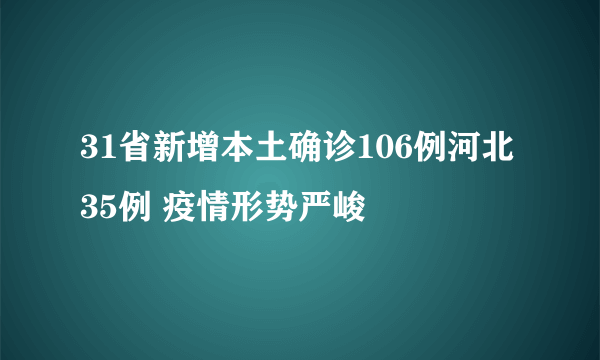 31省新增本土确诊106例河北35例 疫情形势严峻