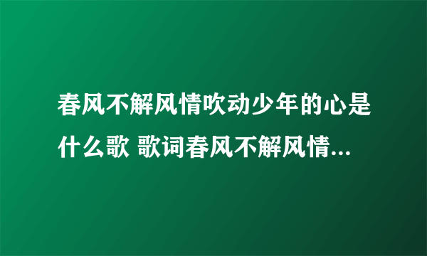 春风不解风情吹动少年的心是什么歌 歌词春风不解风情吹动少年的心是什么歌