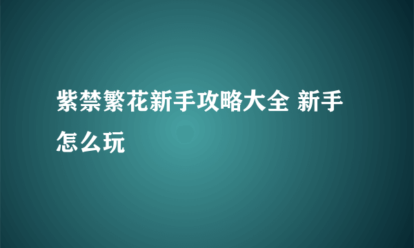 紫禁繁花新手攻略大全 新手怎么玩