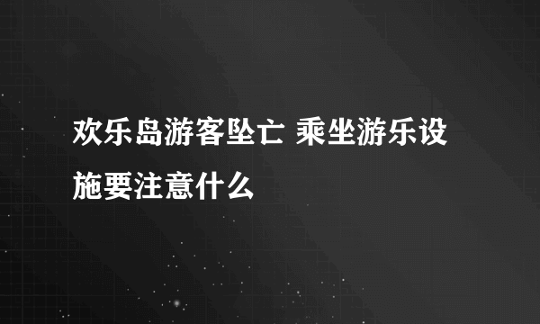 欢乐岛游客坠亡 乘坐游乐设施要注意什么