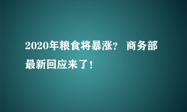 2020年粮食将暴涨？ 商务部最新回应来了！