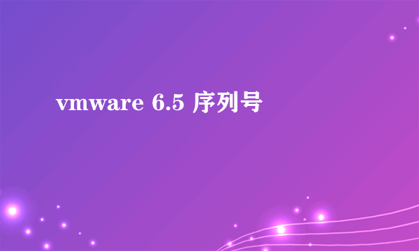 vmware 6.5 序列号