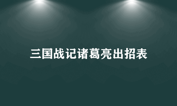 三国战记诸葛亮出招表