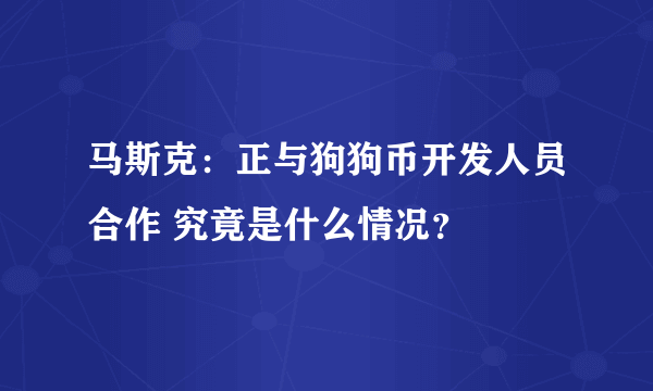 马斯克：正与狗狗币开发人员合作 究竟是什么情况？