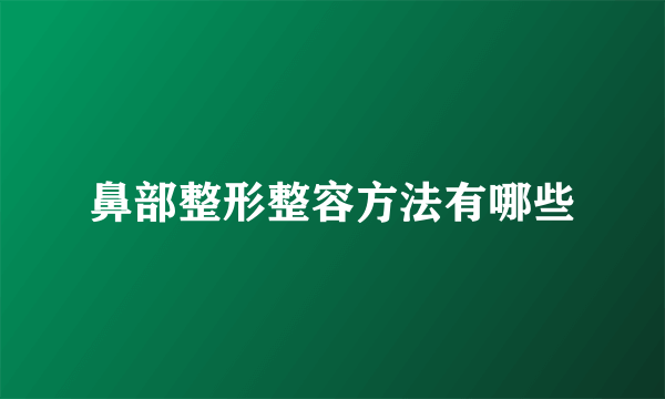 鼻部整形整容方法有哪些