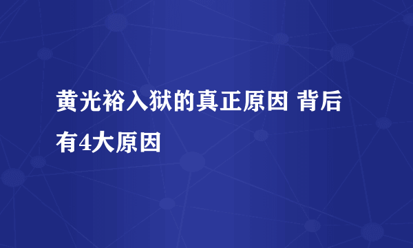 黄光裕入狱的真正原因 背后有4大原因