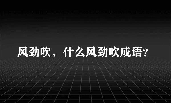 风劲吹，什么风劲吹成语？