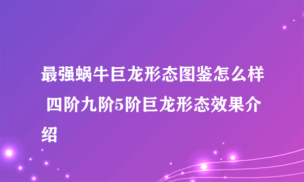 最强蜗牛巨龙形态图鉴怎么样 四阶九阶5阶巨龙形态效果介绍