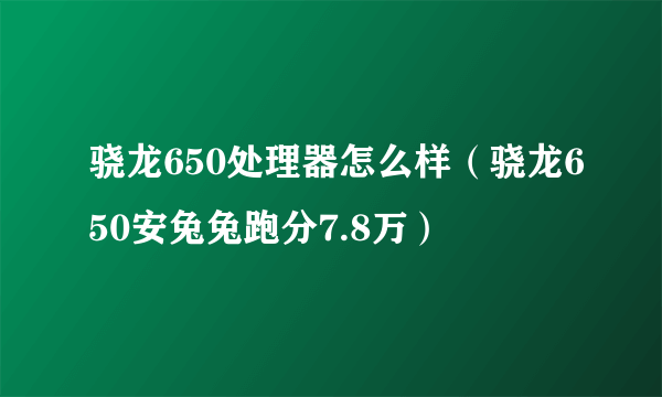 骁龙650处理器怎么样（骁龙650安兔兔跑分7.8万）