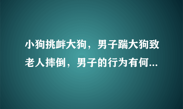 小狗挑衅大狗，男子踹大狗致老人摔倒，男子的行为有何不妥呢？